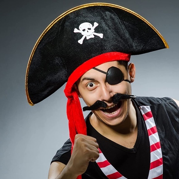 Pirate Hat Pirate Captain Hat Halloween Costume Black Pirate Hat